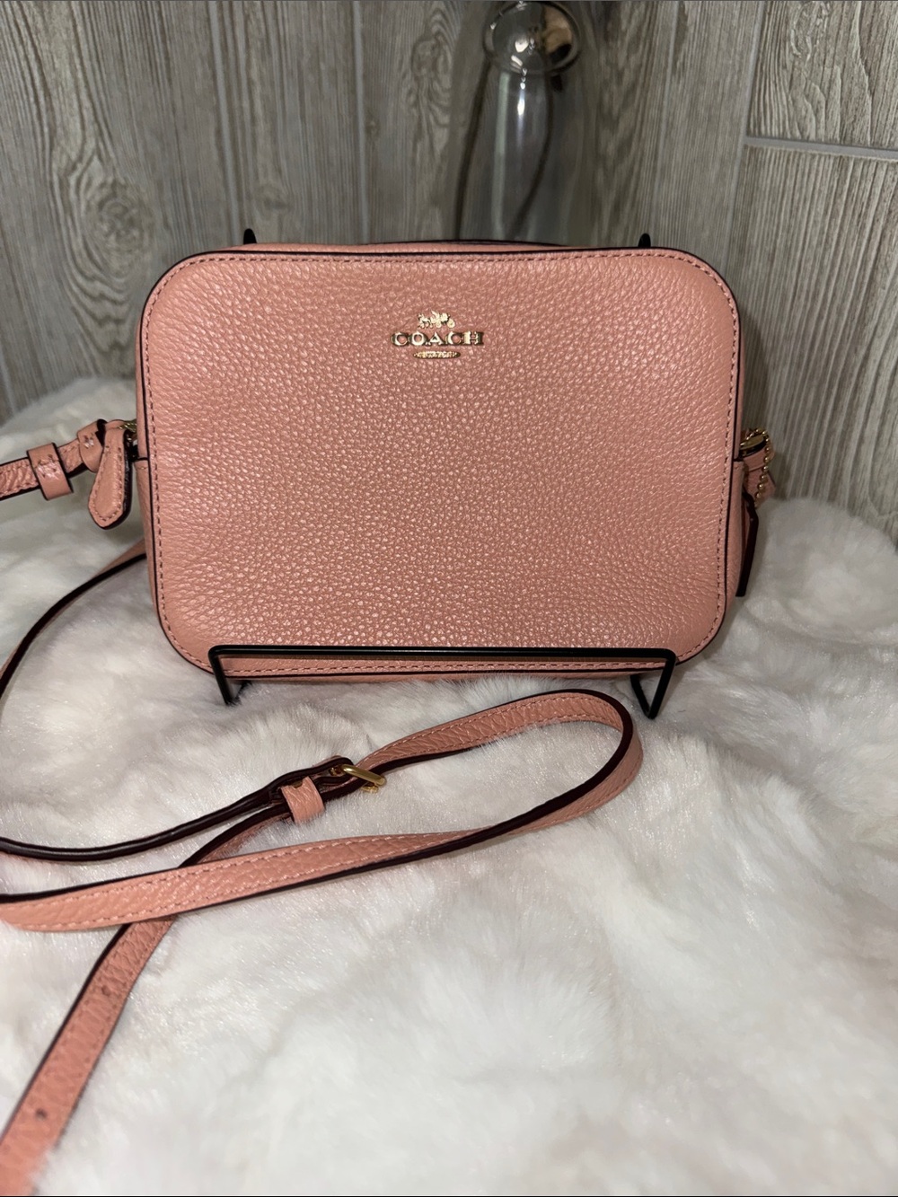 Coach Pebbled Leather Crossbody in Blush Pink